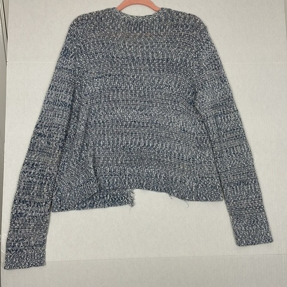 Tribal Cardigan Sweater, Soft Knit, Frayed Edge, Blue & White, XL - Picture 8 of 8